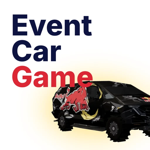 Ikona appky Car Game v štýle Event Hub: nápis Event Car Game a čierne auto