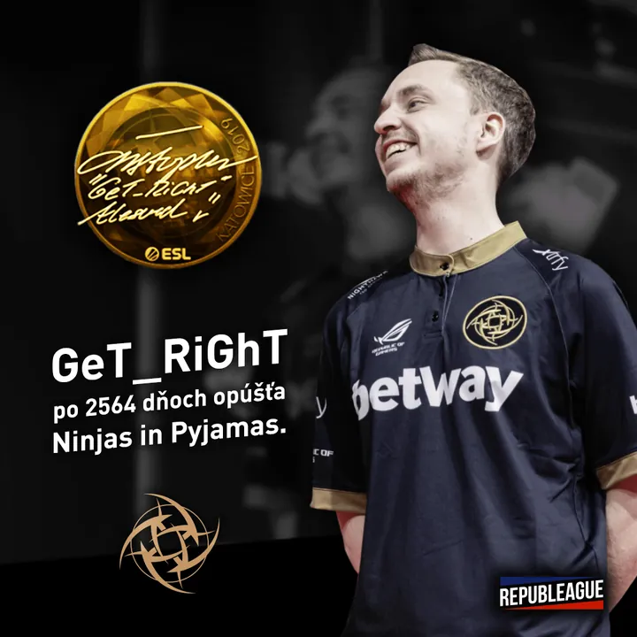 Príspevok REPUBLEAGUE o odchode GeT_RiGhTa z Ninjas in Pyjamas
