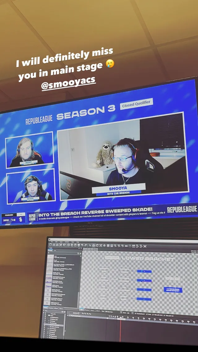 Obrazovka s grafikou REPUBLEAGUE Season 3 a program, v ktorom sa grafika ovláda