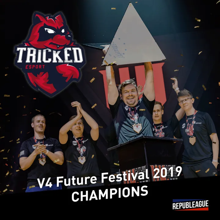 Príspevok REPUBLEAGUE o víťazstve Tricked Esport na V4 Future Festival 2019