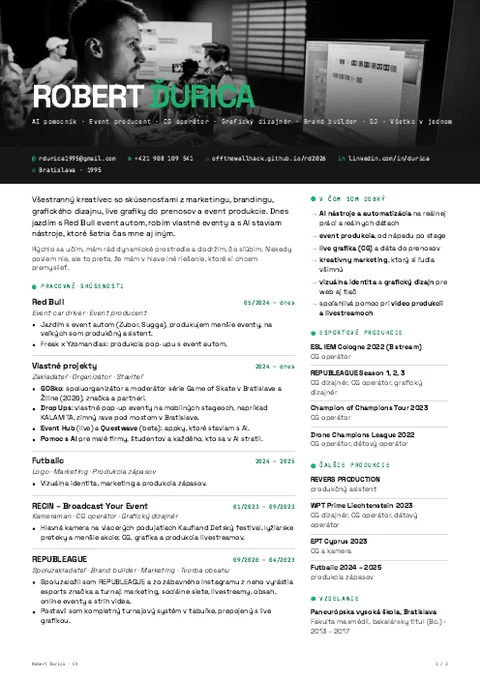 Náhľad: CV Roberta Ďuricu